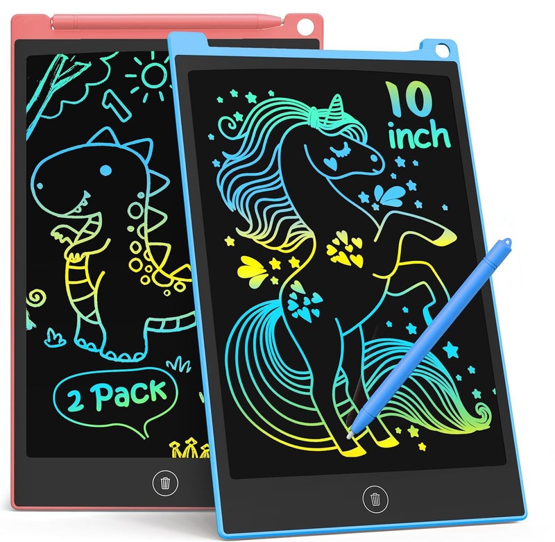 TECJOE 10 Inch 2 Pack LCD Writing Tablet Colorful Doodle Board Drawing Tablet for Kids No Mess Toddler Travel Learning Toys Christmas Birthday Gifts for 3 4 5 6 7 8 Year Old Boys Girls Preschooler - Image 4