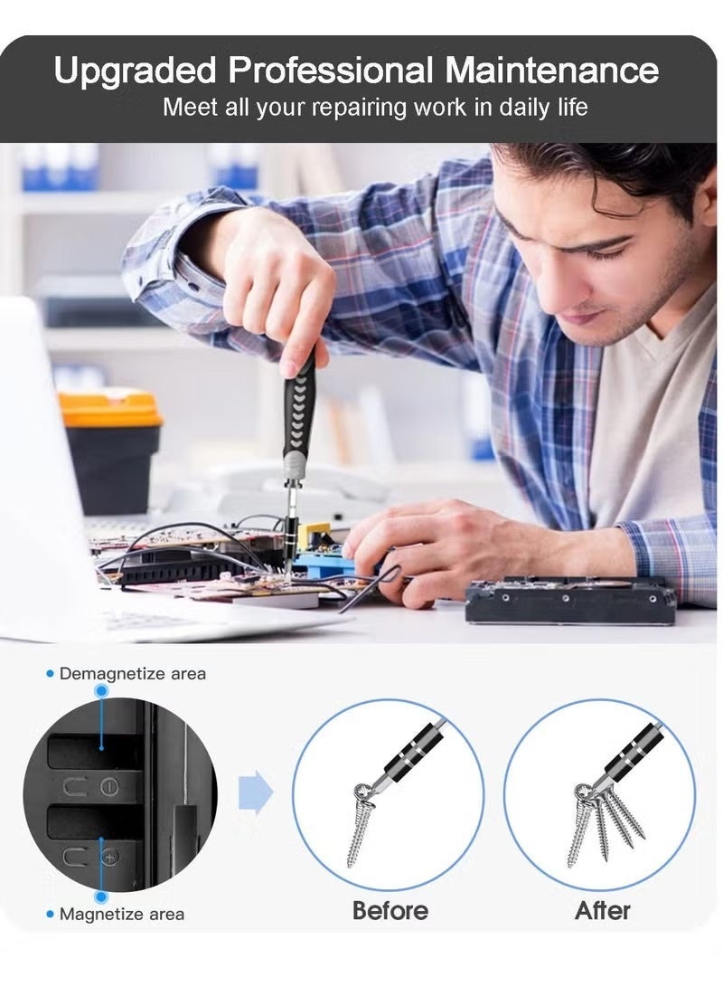 ELTRAZONE 130 in 1 Precision Screwdriver Set with 120 Magnetic Bits, Small Repair Tool Kit with Tweezers, Flat Phillips Pentalobe Torx Star Bits for Phone, Laptop, PC, Computer, Game Console & Electronics - Image 4