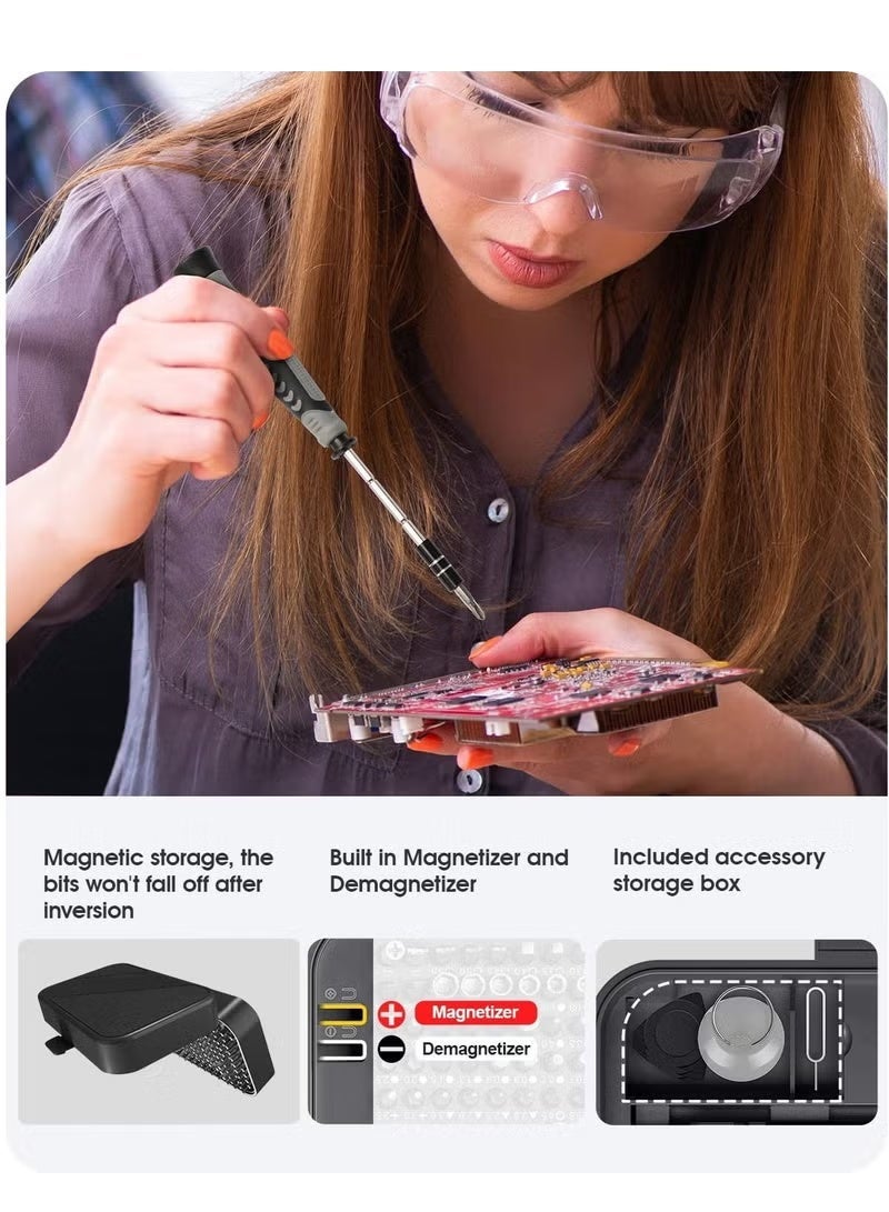 ELTRAZONE 130 in 1 Precision Screwdriver Set with 120 Magnetic Bits, Small Repair Tool Kit with Tweezers, Flat Phillips Pentalobe Torx Star Bits for Phone, Laptop, PC, Computer, Game Console & Electronics - Image 2