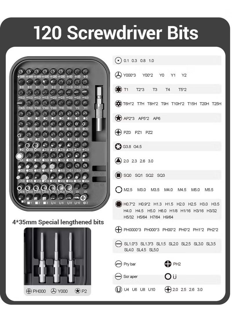 ELTRAZONE 130 in 1 Precision Screwdriver Set with 120 Magnetic Bits, Small Repair Tool Kit with Tweezers, Flat Phillips Pentalobe Torx Star Bits for Phone, Laptop, PC, Computer, Game Console & Electronics - Image 5