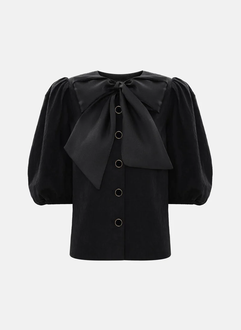 Lichi Textured blouse with a voluminous bow