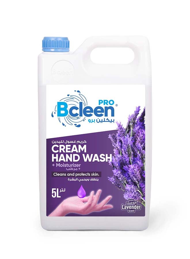 Bcleen Cream Handwash with Moisturizer - Protects Your Hands from Germs Lavender Scent - 5 Liter - Image 1