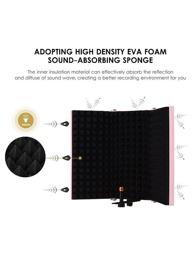 Generic - 3-door professional studio recording microphone isolation shield folding pop filter microphone wind screen with high density eva foam sound absorbing recording equipment - Image 1