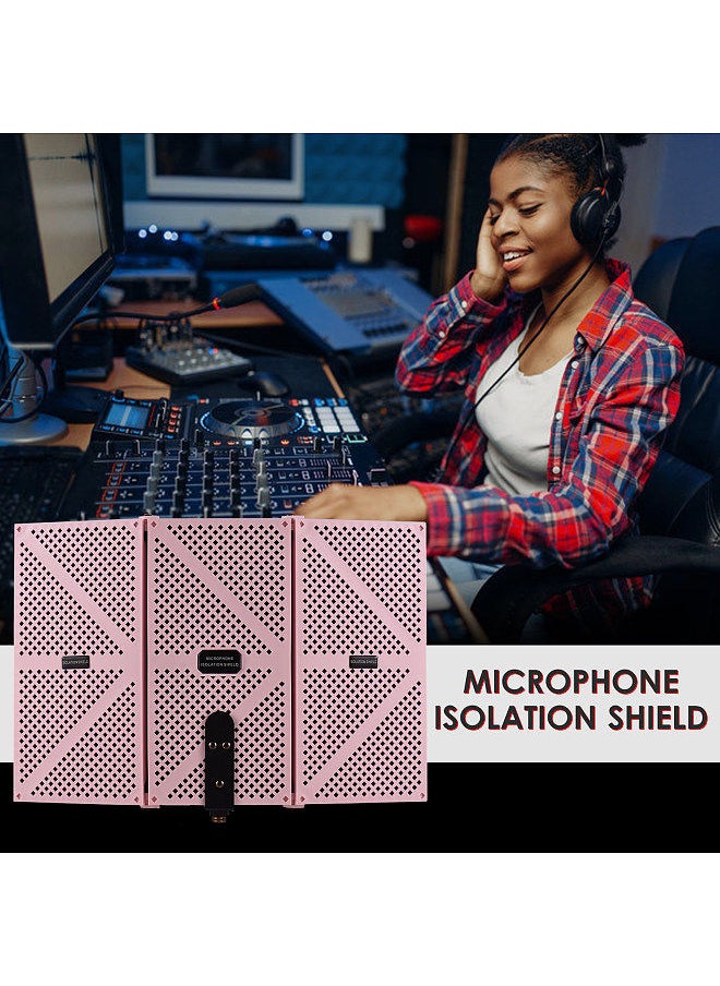 Generic - 3-door professional studio recording microphone isolation shield folding pop filter microphone wind screen with high density eva foam sound absorbing recording equipment - Image 1