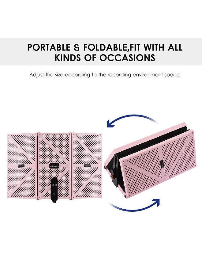 Generic - 3-door professional studio recording microphone isolation shield folding pop filter microphone wind screen with high density eva foam sound absorbing recording equipment - Image 1
