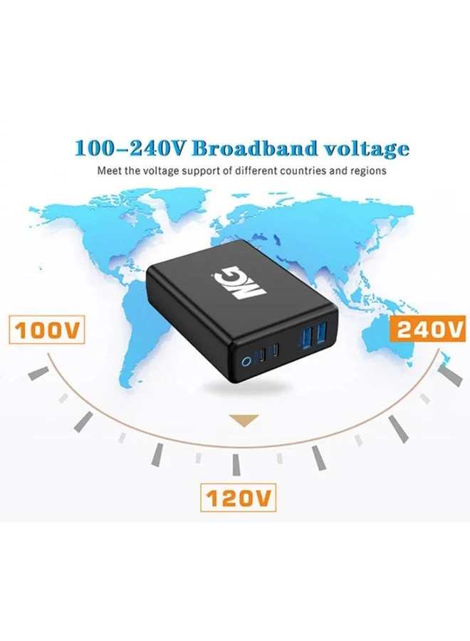 MG Maxguard MG-VC16 4-Port USB-C Wall Charger 65W PD Fast Charging Adapter, Black
