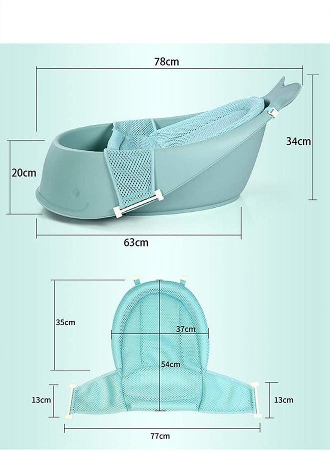 Baby Bath Tub, Large Size Capacity, With Non-Slip Belt, Blue - Image 3