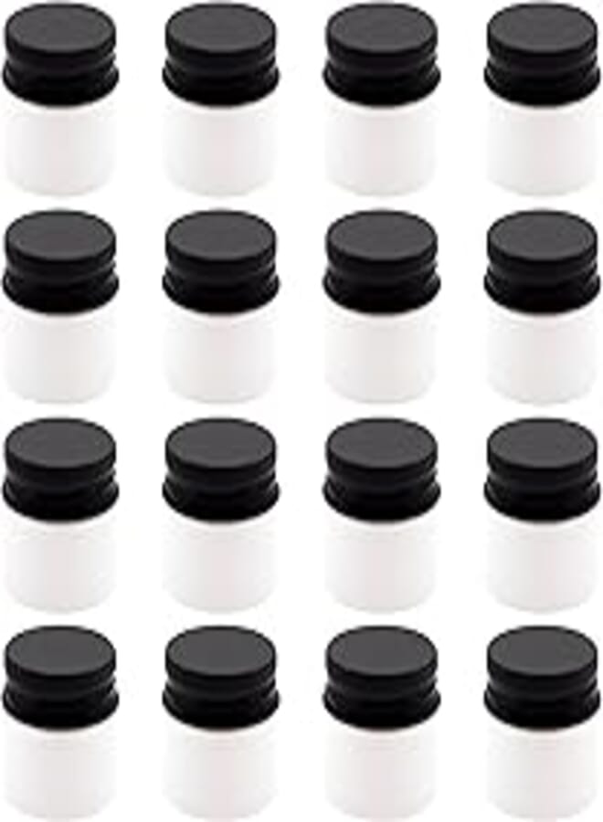 20 Pcs Glossy White Plastic Jar (30ml) - Glossy Black Metal Lid - High Quality Healthy Plastic Empty Refill Jar Storage Containers Storage Containers Round Empty Tins - From artistic