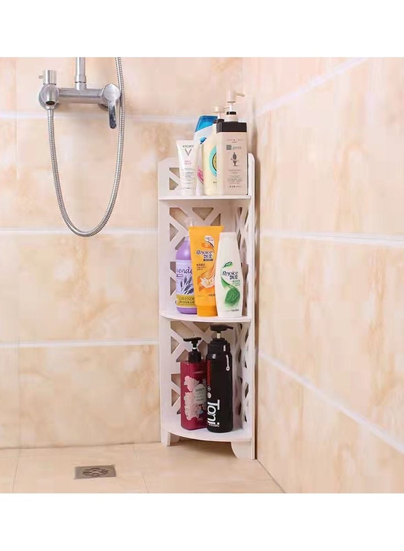 FFD Small Bathroom Storage Corner Floor Cabinet with Doors and Shelves Thin Toilet Vanity Cabinet Narrow Bath Sink Organizer Towel Storage Shelf For Tissue Paper Holder White  - Image 1
