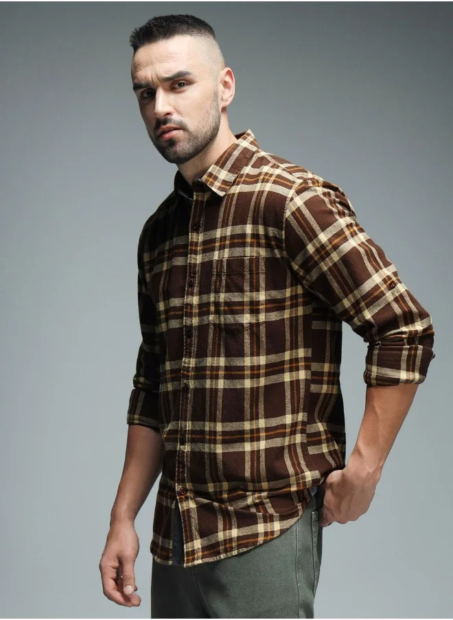 هاي ستار Men Brown Shirts