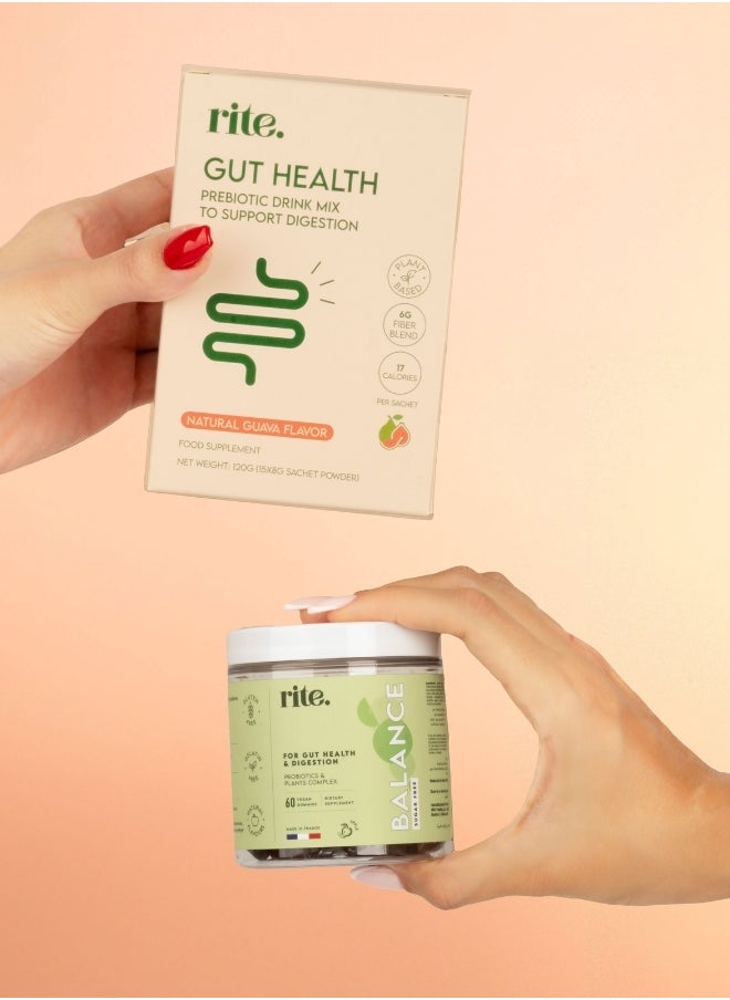 Rite - GUT HEALTH Prebiotic Fiber Drink mix - 120g (Pack of 15 sachets) - Image 1