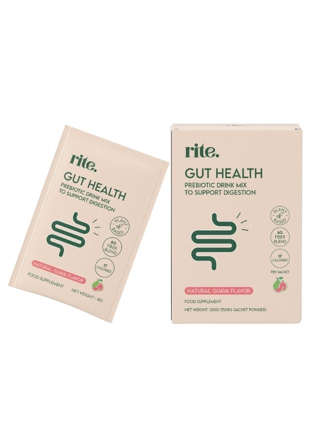 Rite GUT HEALTH Prebiotic Fiber Drink mix - 120g (Pack of 15 sachets) 