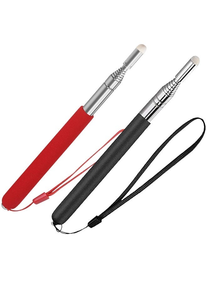 2Pcs Teacher Pointer Stick, 1M Extendable Pointing Stick for Teachers, Retractable Telescope Pointer with Lanyards for Coach Classroom Whiteboard Post Pointer (Black and Red) - Image 1