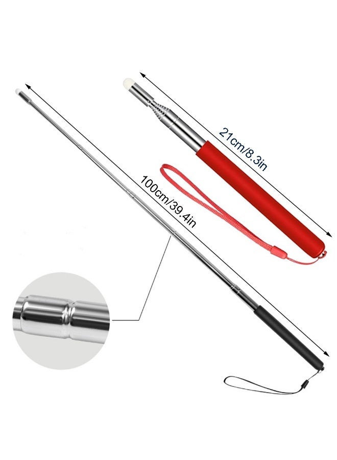 2Pcs Teacher Pointer Stick, 1M Extendable Pointing Stick for Teachers, Retractable Telescope Pointer with Lanyards for Coach Classroom Whiteboard Post Pointer (Black and Red) - Image 2