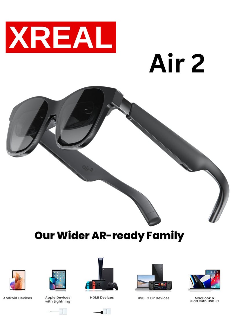 XREAL - XREAL Air 2 AR Glasses, up to 330" Wearable Display for Gaming, Streaming and Working Wherever You Are, Augmented Reality, Smart Glasses, Best TV/Projector/Monitor Alternative - Image 1