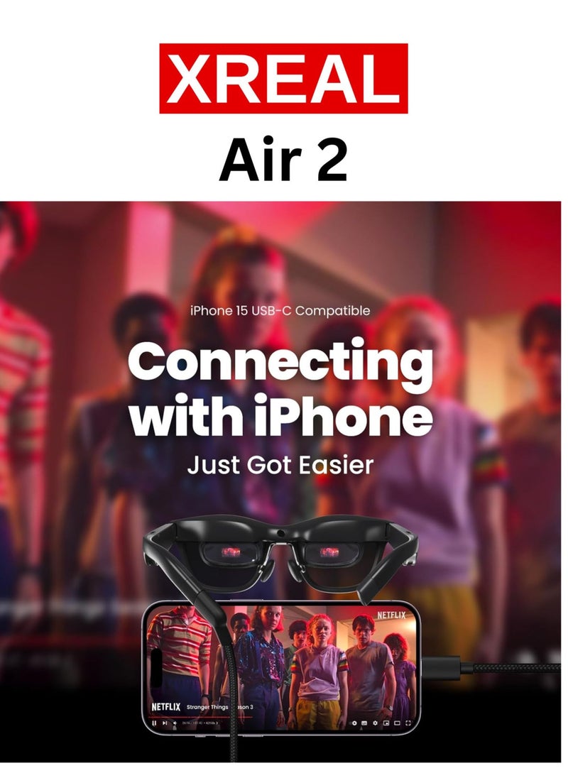 XREAL - XREAL Air 2 AR Glasses, up to 330" Wearable Display for Gaming, Streaming and Working Wherever You Are, Augmented Reality, Smart Glasses, Best TV/Projector/Monitor Alternative - Image 1