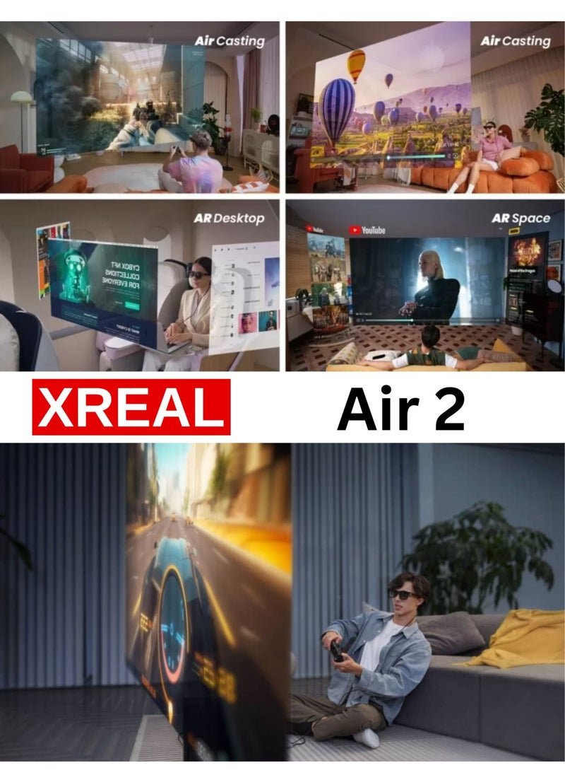 XREAL - XREAL Air 2 AR Glasses, up to 330" Wearable Display for Gaming, Streaming and Working Wherever You Are, Augmented Reality, Smart Glasses, Best TV/Projector/Monitor Alternative - Image 1
