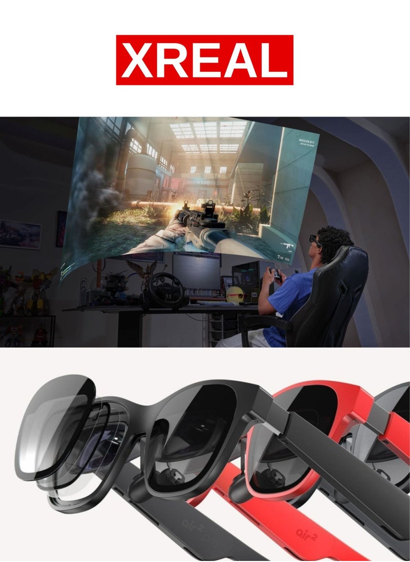 XREAL - XREAL Air 2 AR Glasses, up to 330" Wearable Display for Gaming, Streaming and Working Wherever You Are, Augmented Reality, Smart Glasses, Best TV/Projector/Monitor Alternative - Image 1