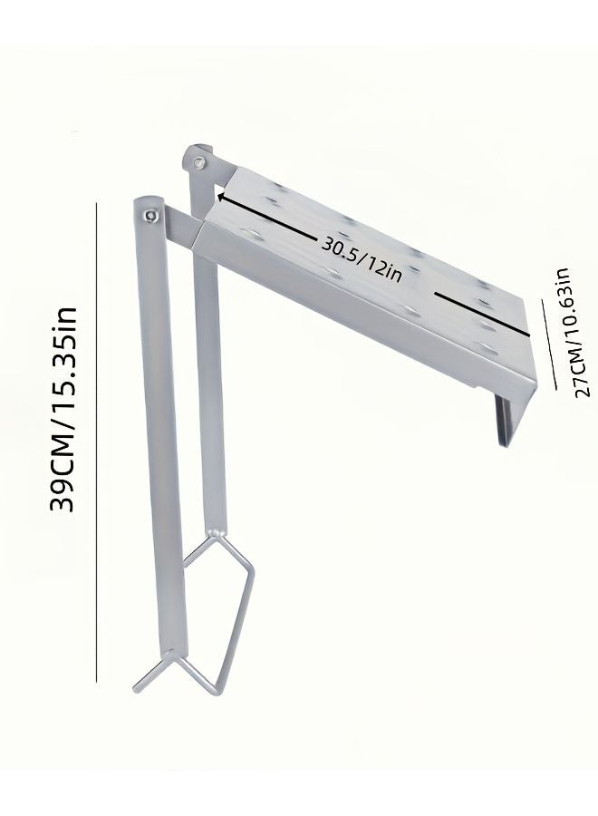 Silvery Ladder Work Platform With Anti Slip Stabilizer And Tray System Supports 400 Lbs - Image 4