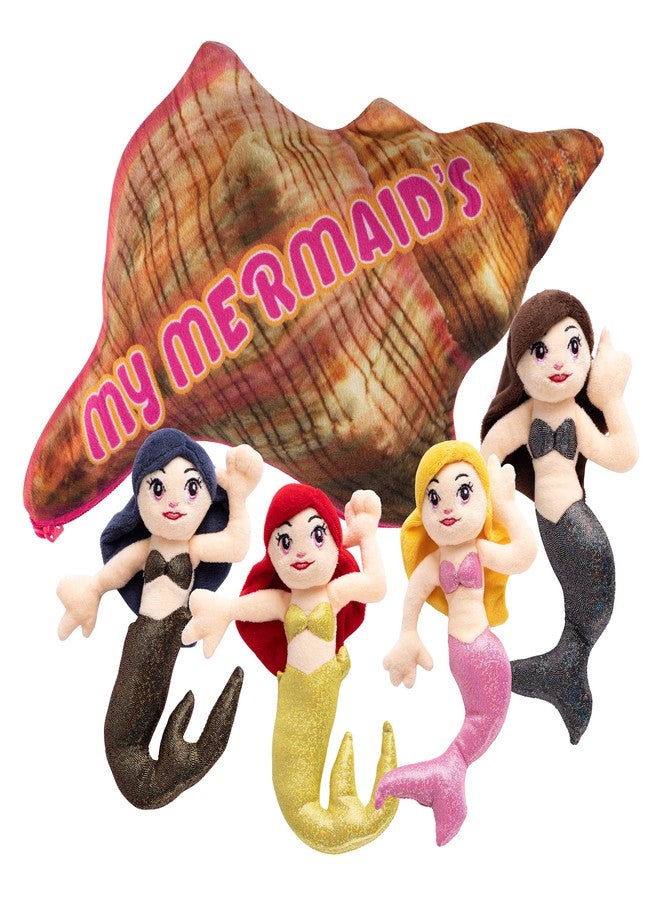 Plush Creations Plush Talking My Mermaids Toy Set | Includes 4 Soft and Lovable Plush Mermaids | with A Plush Conch Shell Shaped Carrier | Great Gift for Baby/Toddler Girls or Boys - Image 1