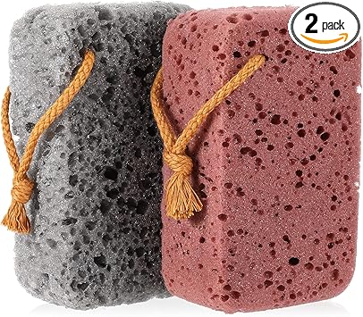 Ymapinc Body Sponge for Shower 2 Pcs Large Size Exfoliating Bath Sponges for Bathroom Soft Loofah Sponge Scrubber Body Cleaning Accessories for Men Women Gray RedBrown - Image 1