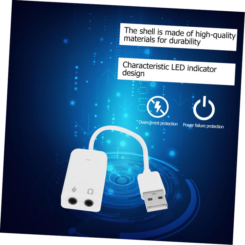قطعتان من محول بطاقة الصوت الخارجي USB مع مدخل ميكروفون ومخرج سماعة رأس لتقليل ضوضاء الصوت للكمبيوتر المحمول - Image 4