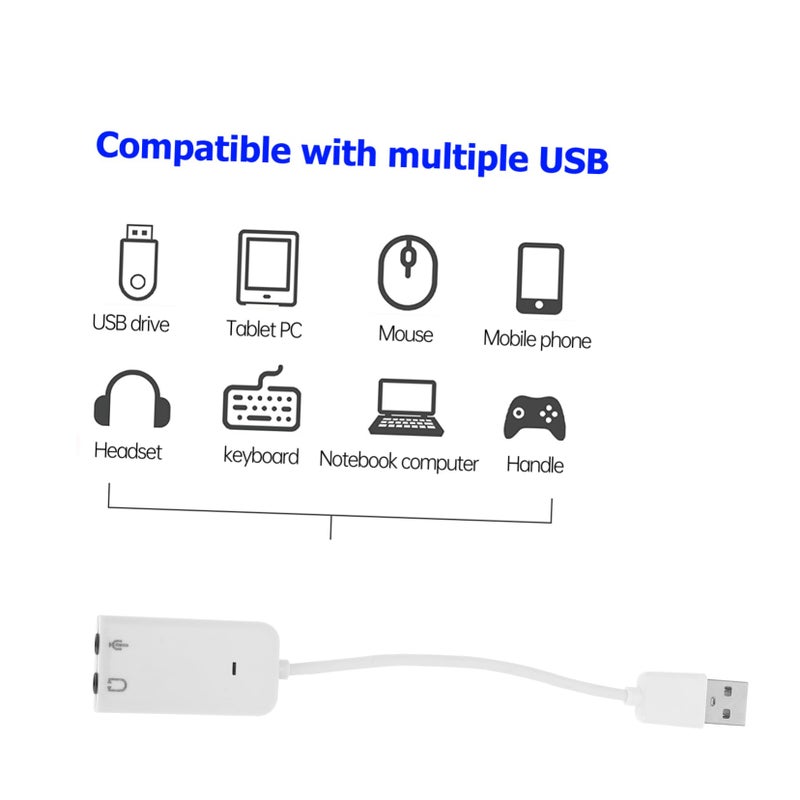 قطعتان من محول بطاقة الصوت الخارجي USB مع مدخل ميكروفون ومخرج سماعة رأس لتقليل ضوضاء الصوت للكمبيوتر المحمول - Image 5