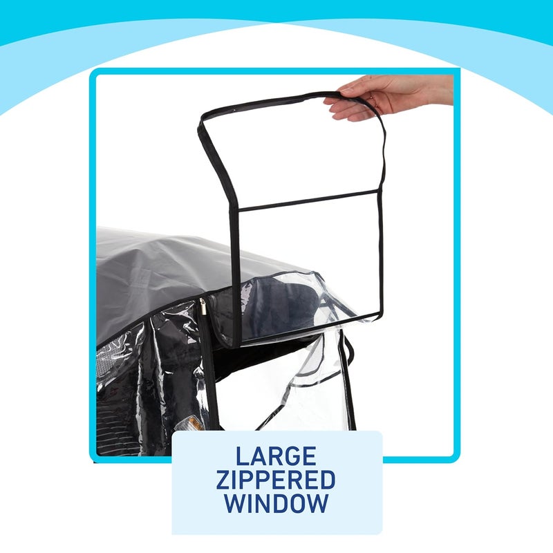 GRACO Univeral Deluxe Weather Shield with Zippered Window, Baby Rain Cover, Universal Size to fit Most Stollers, Waterproof, Windproof, Ventilation, Protection, Shade, Umbrella, Pram, Vinyl, Clear - Image 3