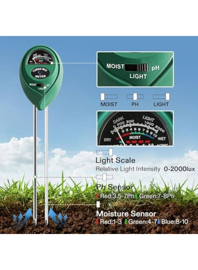 Generic Lonimia Soil Tester, Light and PH Tester, Metal Material Three-In-One Mode Plug And Play No Battery Practical Testing Tool, Suitable For Test Soil Moisture, Light And pH Value  - Image 2