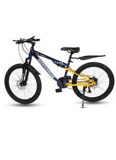 21-Speed Mountain Bike MGR311380 | 24-Inch Cycle with High Carbon Steel Frame | Disc Brakes | 38 Shock-Absorbing Front Fork | TX-30 Shimano Shifters | PVC Pedals | MTB Seat-BLACK YELLOW