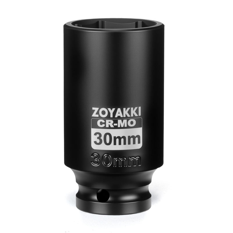 ZOYAKKI 12 Drive x 30 mm Deep 6 PT Impact Socket CRMO12inch Drive 6 Point Axle Nut Socket for Easy Removal of Axle Shaft Nuts Metric 30MM - Image 3