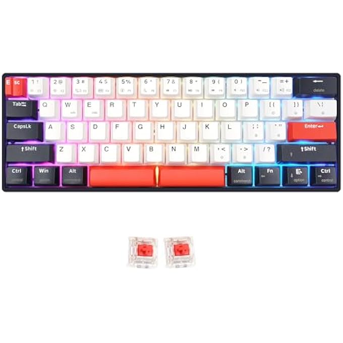 SKYLOONG GK61 DUAL-SPACE RGB BACKLIT GAMING KEYBOARD WITH HOT SWAPPABLE BROWN KTT MACHINERY SWITCHES AND DOUBLE-SHOT KEYCAPS, QMK SET TAP-HOLD FUNCTION KEYS USB-C WIRED MECHANICAL KEYBOARD - Image 1