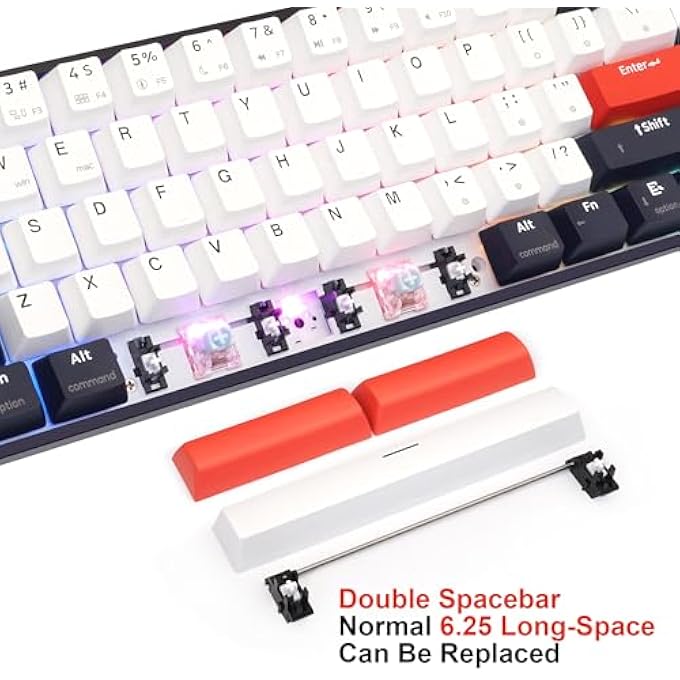 SKYLOONG GK61 DUAL-SPACE RGB BACKLIT GAMING KEYBOARD WITH HOT SWAPPABLE BROWN KTT MACHINERY SWITCHES AND DOUBLE-SHOT KEYCAPS, QMK SET TAP-HOLD FUNCTION KEYS USB-C WIRED MECHANICAL KEYBOARD - Image 2