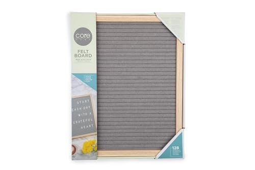 Core Home Felt Letter Board with Vintage Frame and Stand - Includes 128 Letters, Numbers, and Symbols - 11" x 14" - Grey - Image 2