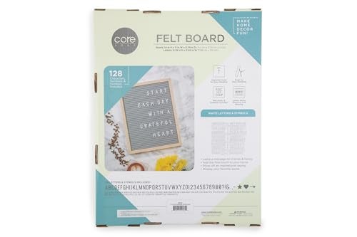Core Home Felt Letter Board with Vintage Frame and Stand - Includes 128 Letters, Numbers, and Symbols - 11" x 14" - Grey - Image 3