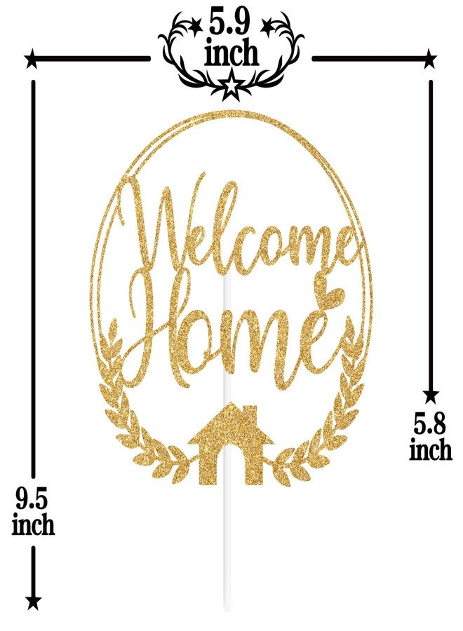 PYBHILK Gold Glitter Welcome Home Cake Topper, Home Sweet Home/Welcome New Home, Housewarming New Home Party Decorations Supplies - Image 2