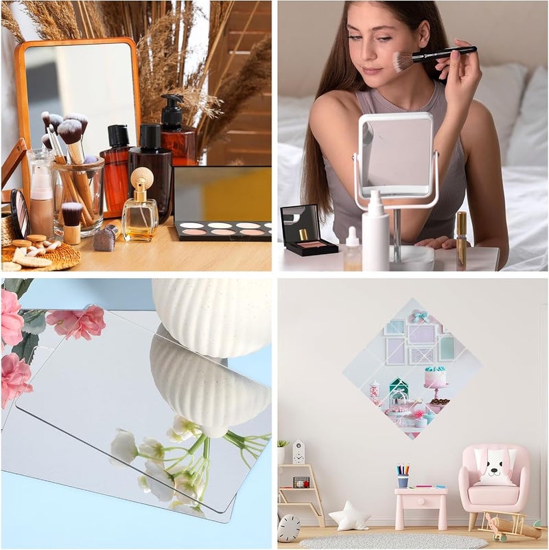 HaiFafafaing 10 pcs Acrylic Mirror Sheet 6.3 "X4 Plastic Safety Mirror Stickers Sheets Non Glass Small Mirrors for Crafts Double Sided Frameless Flexible Mirror Adhesive Mirror Tiles for Classroom Bedroom Decor - Image 4