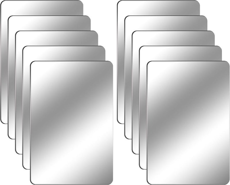 HaiFafafaing 10 pcs Acrylic Mirror Sheet 6.3 "X4 Plastic Safety Mirror Stickers Sheets Non Glass Small Mirrors for Crafts Double Sided Frameless Flexible Mirror Adhesive Mirror Tiles for Classroom Bedroom Decor - Image 1