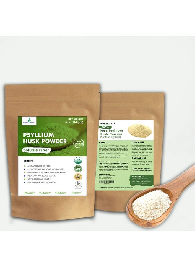 cosmic element - Psyllium Husk Powder Usda Organic/Keto Baking Bread Easy Mixing Fiber For Regularity Finely Ground 4 Oz - Image 1