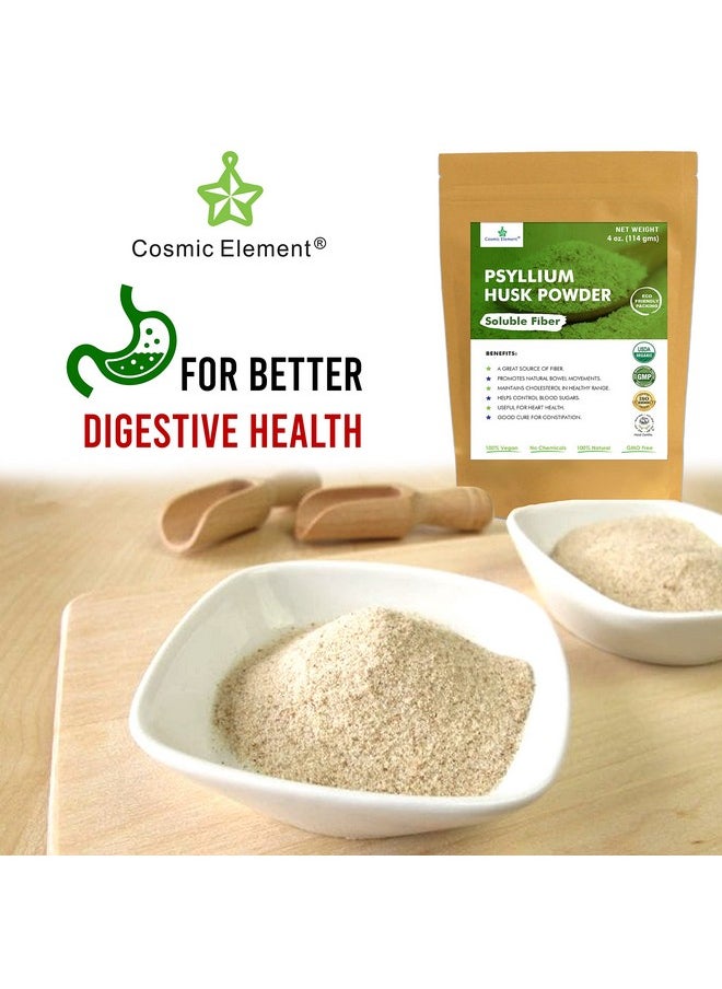 cosmic element - Psyllium Husk Powder Usda Organic/Keto Baking Bread Easy Mixing Fiber For Regularity Finely Ground 4 Oz - Image 1