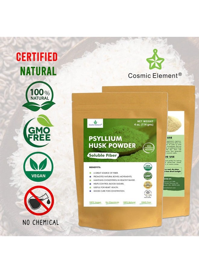 cosmic element - Psyllium Husk Powder Usda Organic/Keto Baking Bread Easy Mixing Fiber For Regularity Finely Ground 4 Oz - Image 1