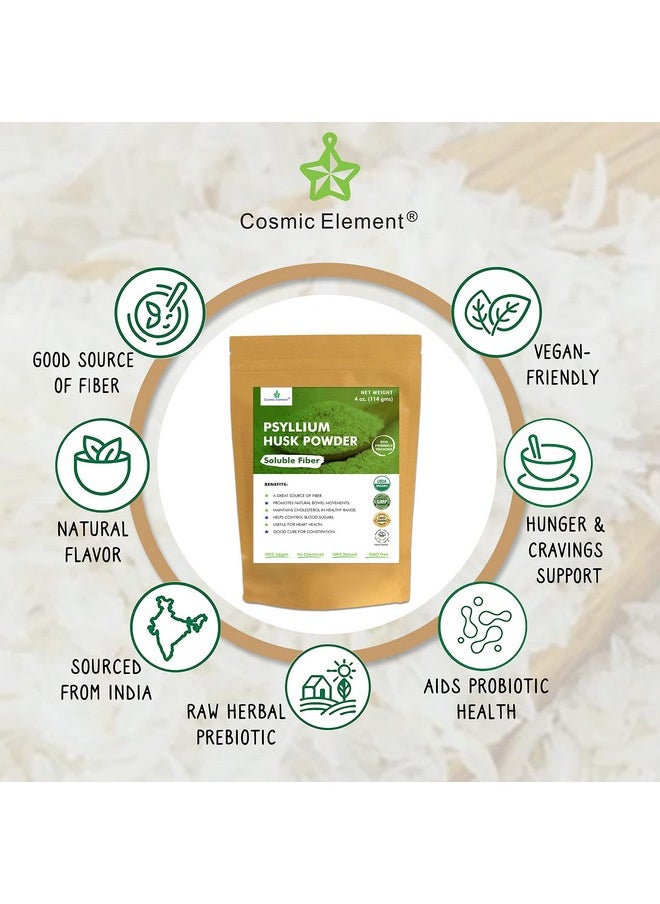 cosmic element - Psyllium Husk Powder Usda Organic/Keto Baking Bread Easy Mixing Fiber For Regularity Finely Ground 4 Oz - Image 1