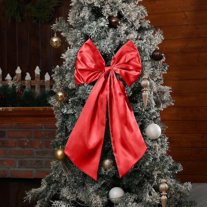 Suncalla 3 Pcs 2 FT Large Red Christmas Bow Decorations Big Satin Bows Hanging Wall Decors for Room Fireplace Coquette Birthday Backdrop Bridal Shower Wedding Bachelorette Christmas Party Supplies - Image 3