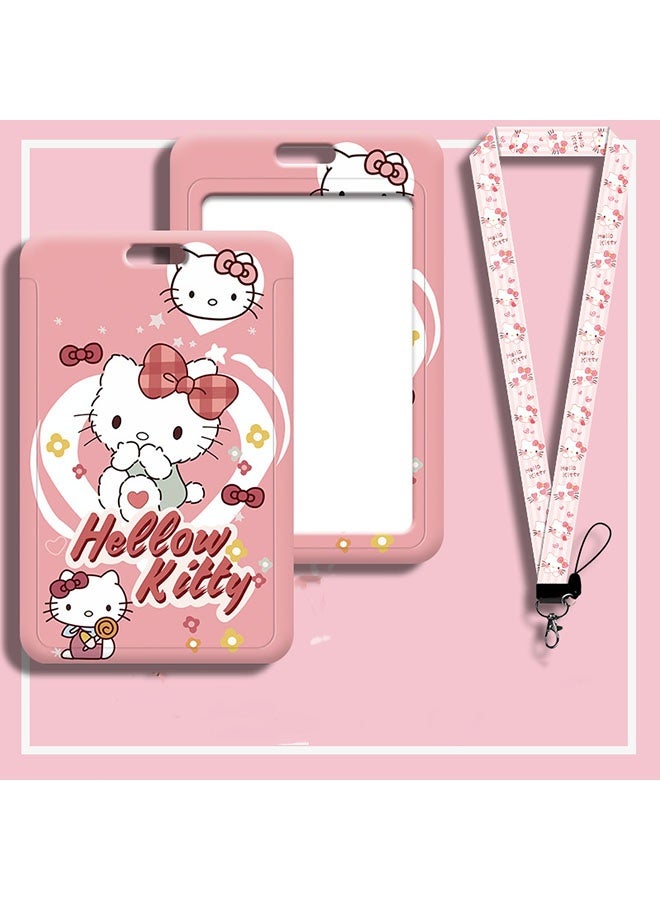 هالو كيتي 3 حوامل بطاقات مقاومة للماء، مع حبال تعليق طويلة وقصيرة، حبال تعليق قابلة للتمدد ومتينة، حامل بطاقة منزلق، حامل بطاقة لطيف بحبل تعليق - Image 4