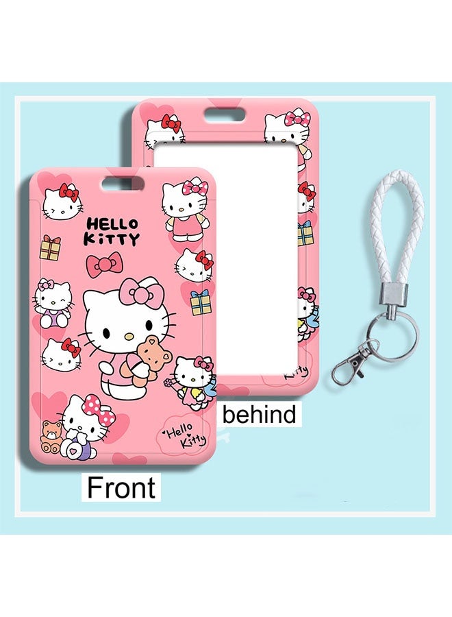 هالو كيتي 3 حوامل بطاقات مقاومة للماء، مع حبال تعليق طويلة وقصيرة، حبال تعليق قابلة للتمدد ومتينة، حامل بطاقة منزلق، حامل بطاقة لطيف بحبل تعليق - Image 3