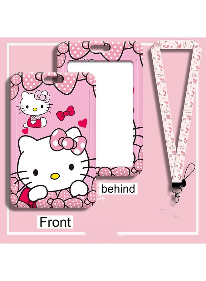 هالو كيتي 3 حوامل بطاقات مقاومة للماء، مع حبال تعليق طويلة وقصيرة، حبال تعليق قابلة للتمدد ومتينة، حامل بطاقة منزلق، حامل بطاقة لطيف بحبل تعليق - Image 2