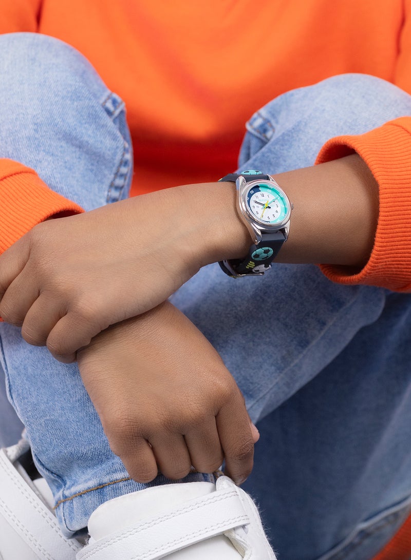 Tikkers Time Teacher 3D Navy Football Silicone Strap Watch - ATK1101 - Image 3