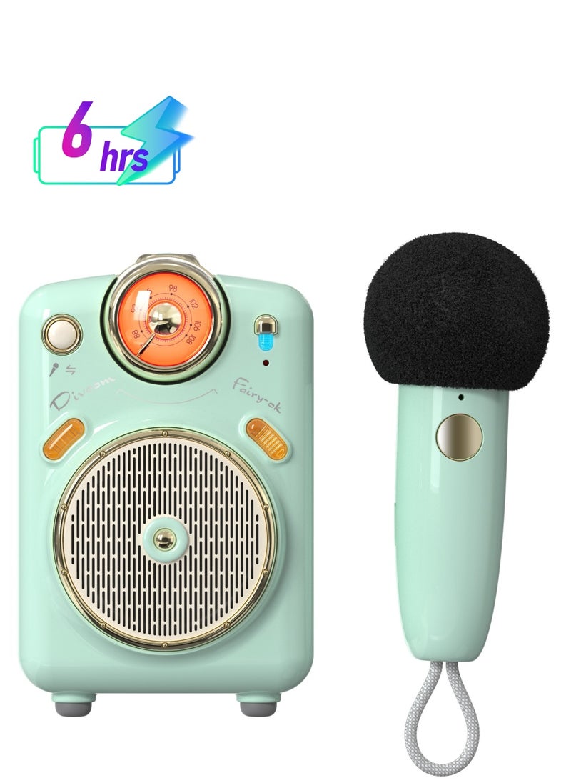 Divoom Fairy OK Portable Stylish Bluetooth Speaker With Microphone Karaoke Function Retro Style Green  - Image 1
