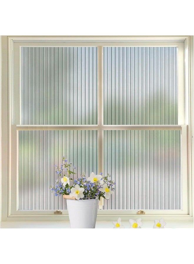 HOME13 Window Privacy Film 3D Decorative Fluted Window Glass Film Privacy Window Film for Bathroom, Reusable Vinyl Frosted Film (Fluted Glass Film, 12x96-Inches) - Image 1
