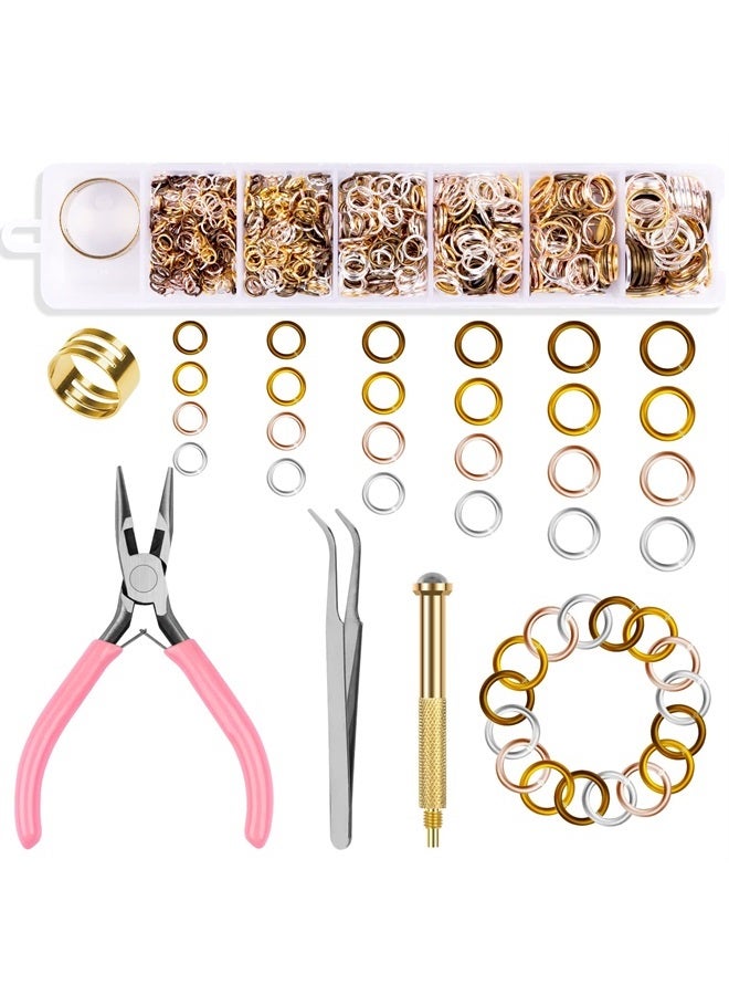 TOROKOM 1014 Pcs Nail Art Dangle Charms Piercing Tool Hand Drill, TOROKOM 6 Sizes 4 Colors Open Jump Rings for Jewelry Making with Jump Ring Opener, Nail Charms Nail Jewelry Rings with Pliers and Tweezers - Image 1
